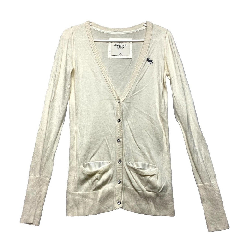 Abercrombie & Fitch Cardigan Sweater Womens Medium Ivory Knitted Button Front